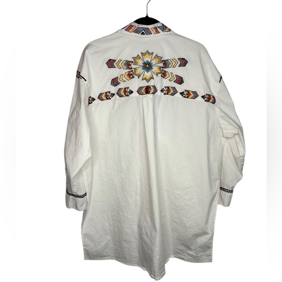 Vintage Collection Western Embroidered Oversized Button Front Cotton Blouse Med - Picture 7 of 11